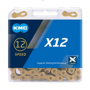 KMC Fahrrad Kette X12 Ti-N Kompatibilität: 12-fach | SB-Verpackung | gold | 126 Glieder