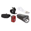 MATRIX LED Akkuleuchten Set 40 LUX BLS 22 inkl. Lithium Ionen Akkus (3.7V/1000mAh und 3.7V/300mAh), Halter | Befestigung: Lenker / Sattelstütze | schwarz | SB-Verpackung