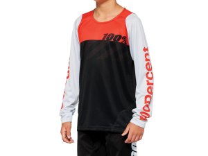 100% R-Core Youth Long Sleeve Jersey   L Black/Racer Red