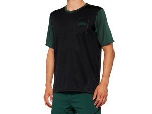 100% Ridecamp Short Sleeve Jersey   M Black/Forest Green